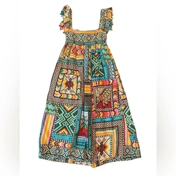 Farm Rio Banana Scarves Multicolor Midi Dress Size XS - Picture 13 of 16